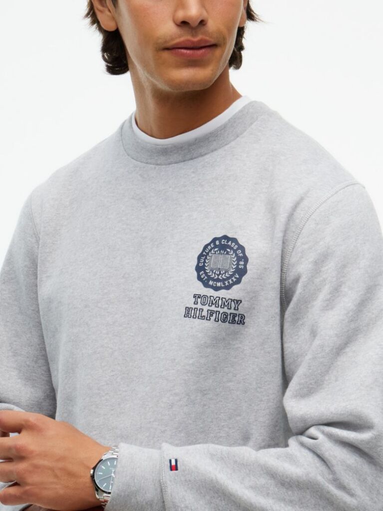 Γκρι Fleece Φούτερ Με Κλασική Λαιμόκοψη  Άνδρες