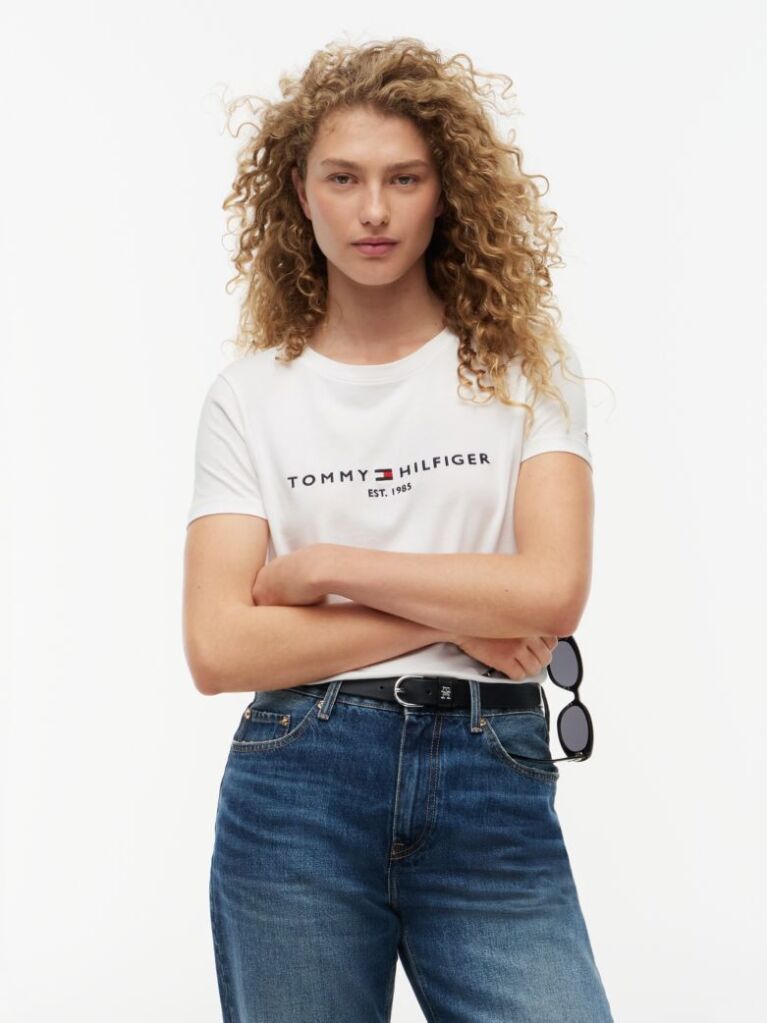 Άσπρο T-Shirt Από Οργανικό Βαμβάκι Με Λογότυπο  Γυναίκες