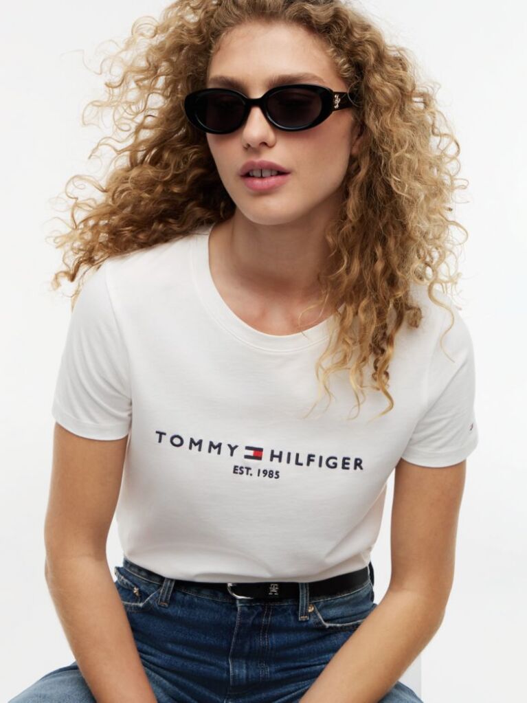 Άσπρο T-Shirt Από Οργανικό Βαμβάκι Με Λογότυπο  Γυναίκες
