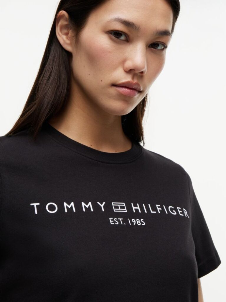 Μαύρο T-Shirt Με Κλασική Λαιμόκοψη Και Λογότυπο  Γυναίκες