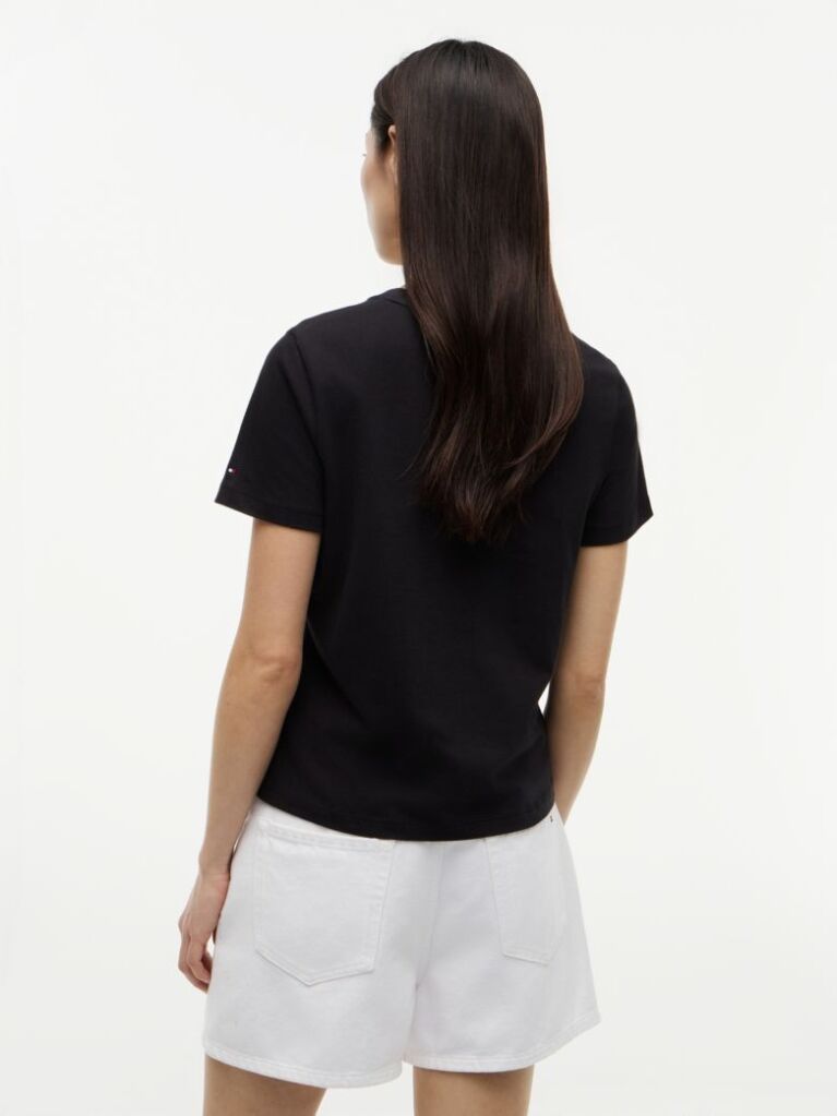 Μαύρο T-Shirt Με Κλασική Λαιμόκοψη Και Λογότυπο  Γυναίκες
