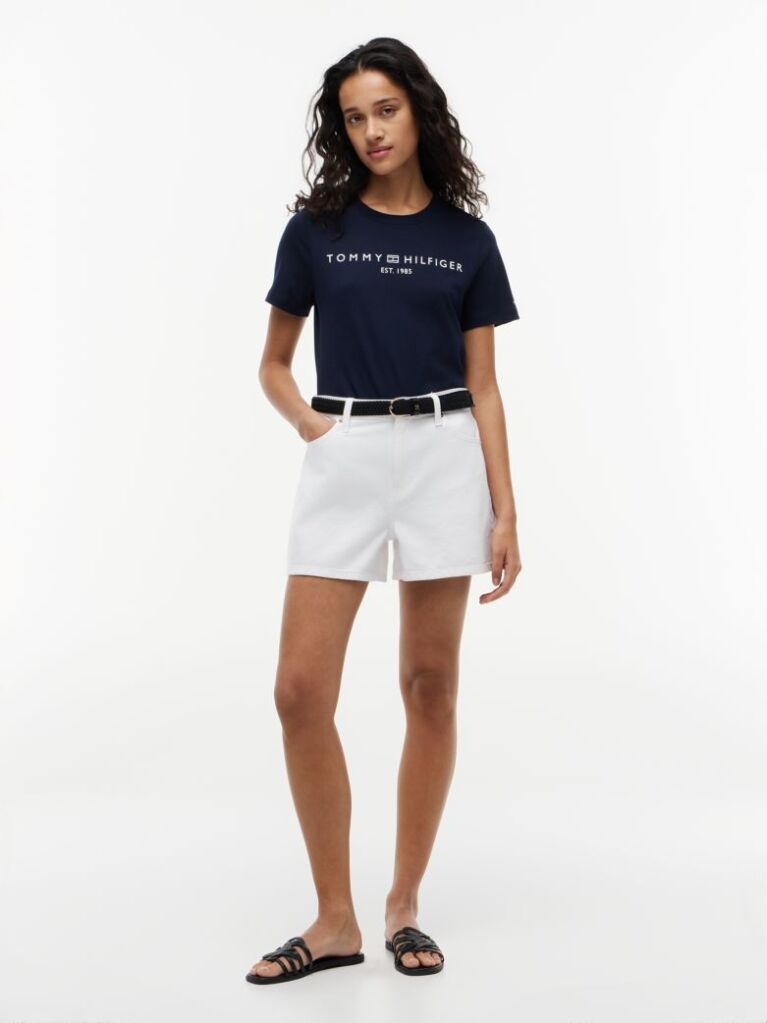 Μπλε T-Shirt Με Κλασική Λαιμόκοψη Και Λογότυπο  Γυναίκες