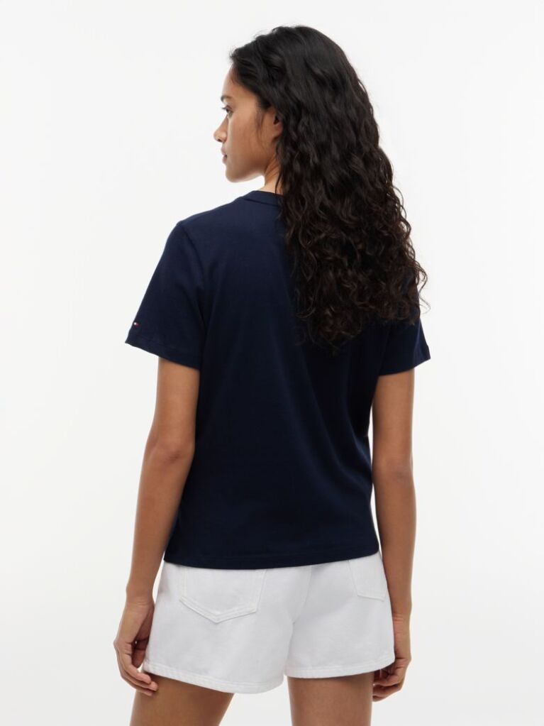 Μπλε T-Shirt Με Κλασική Λαιμόκοψη Και Λογότυπο  Γυναίκες
