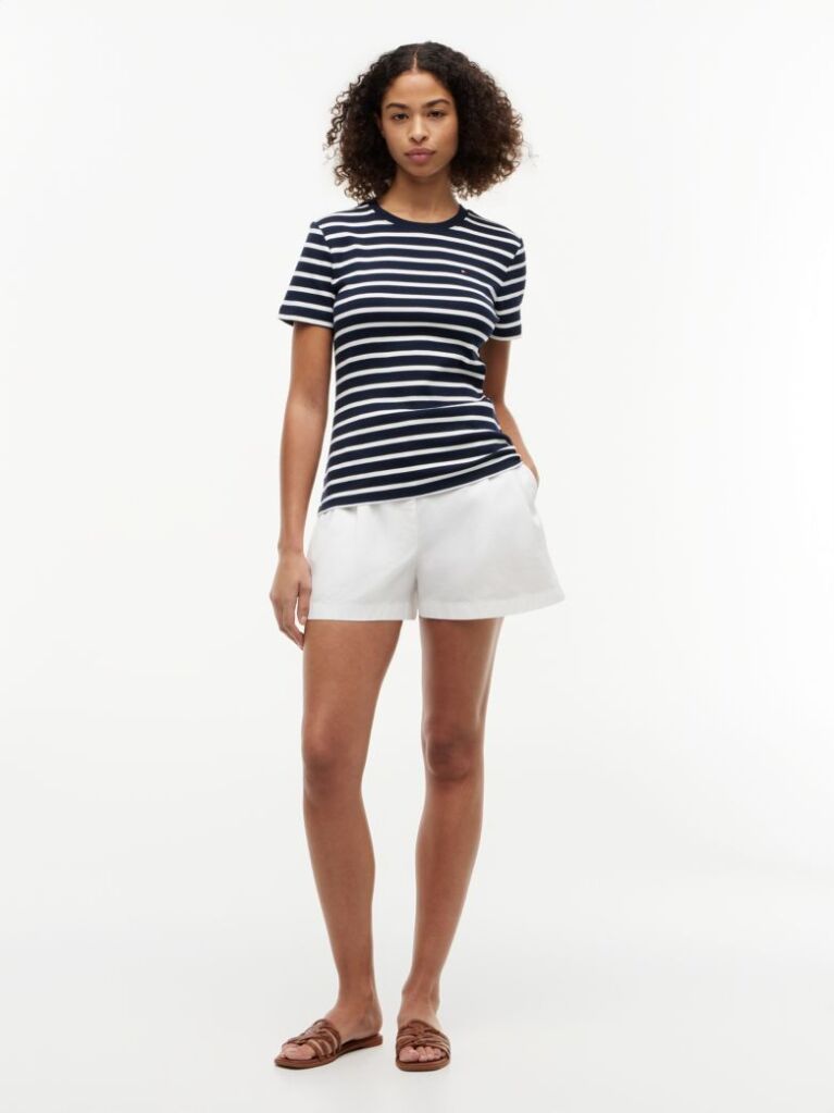 Multi Ριμπ T-Shirt Σε Slim Γραμμή Με Κεντητό Σημαιάκι  Γυναίκες
