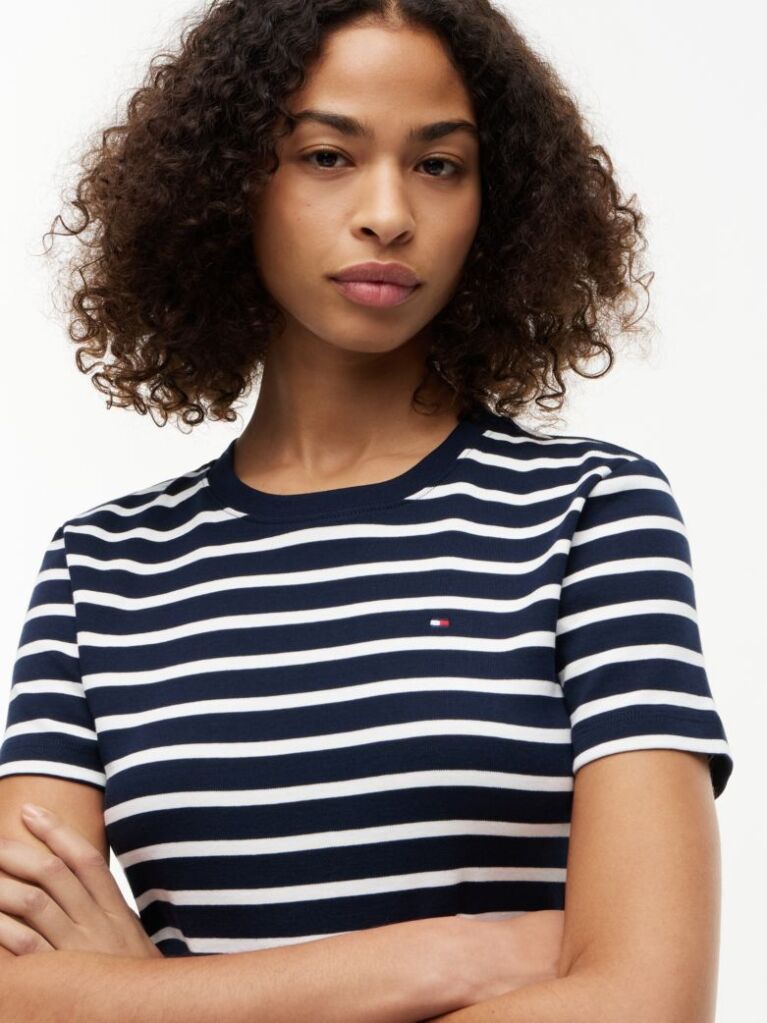 Multi Ριμπ T-Shirt Σε Slim Γραμμή Με Κεντητό Σημαιάκι  Γυναίκες
