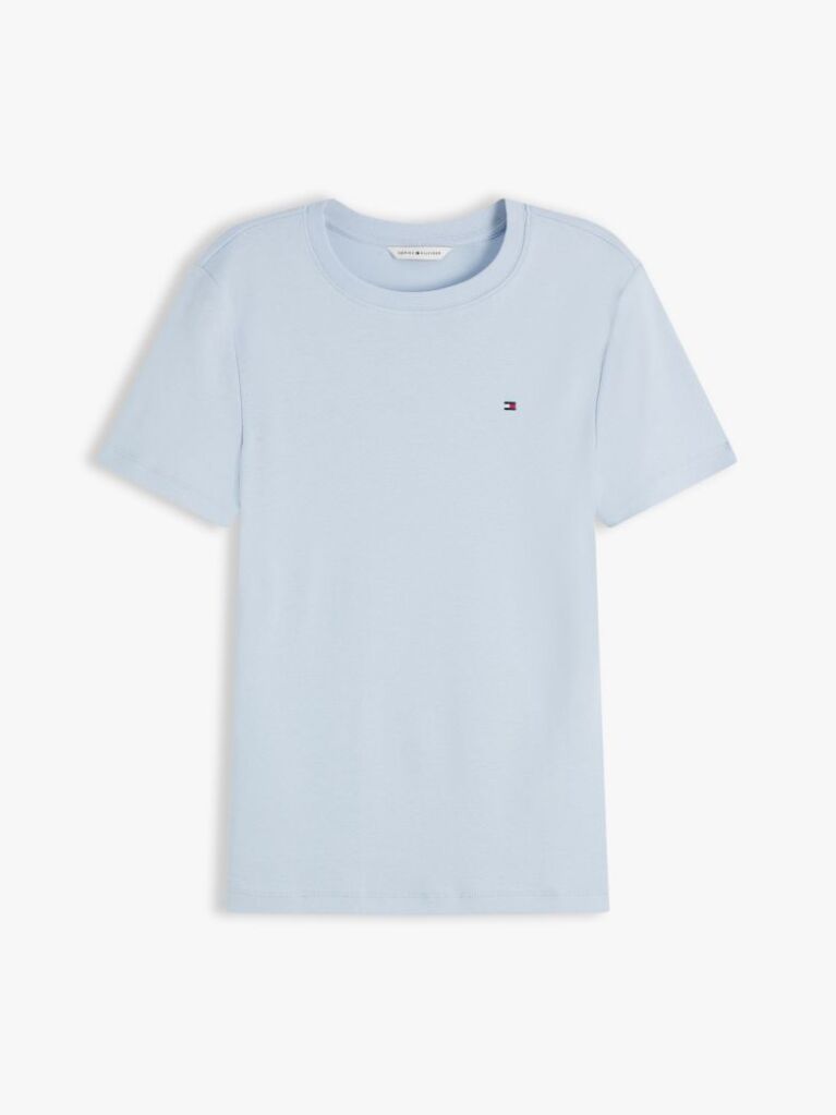 Μπλε Ριμπ T-Shirt Σε Slim Γραμμή Με Κεντητό Σημαιάκι  Γυναίκες