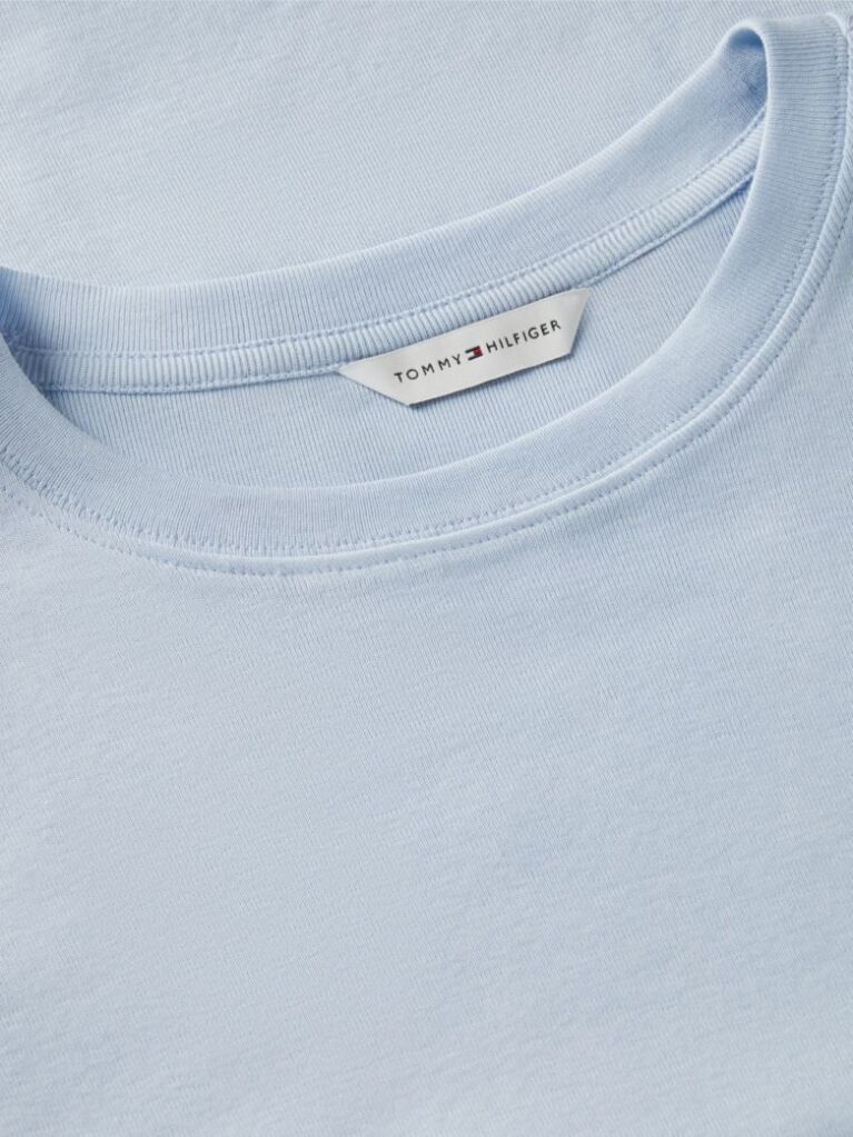 Μπλε Ριμπ T-Shirt Σε Slim Γραμμή Με Κεντητό Σημαιάκι  Γυναίκες