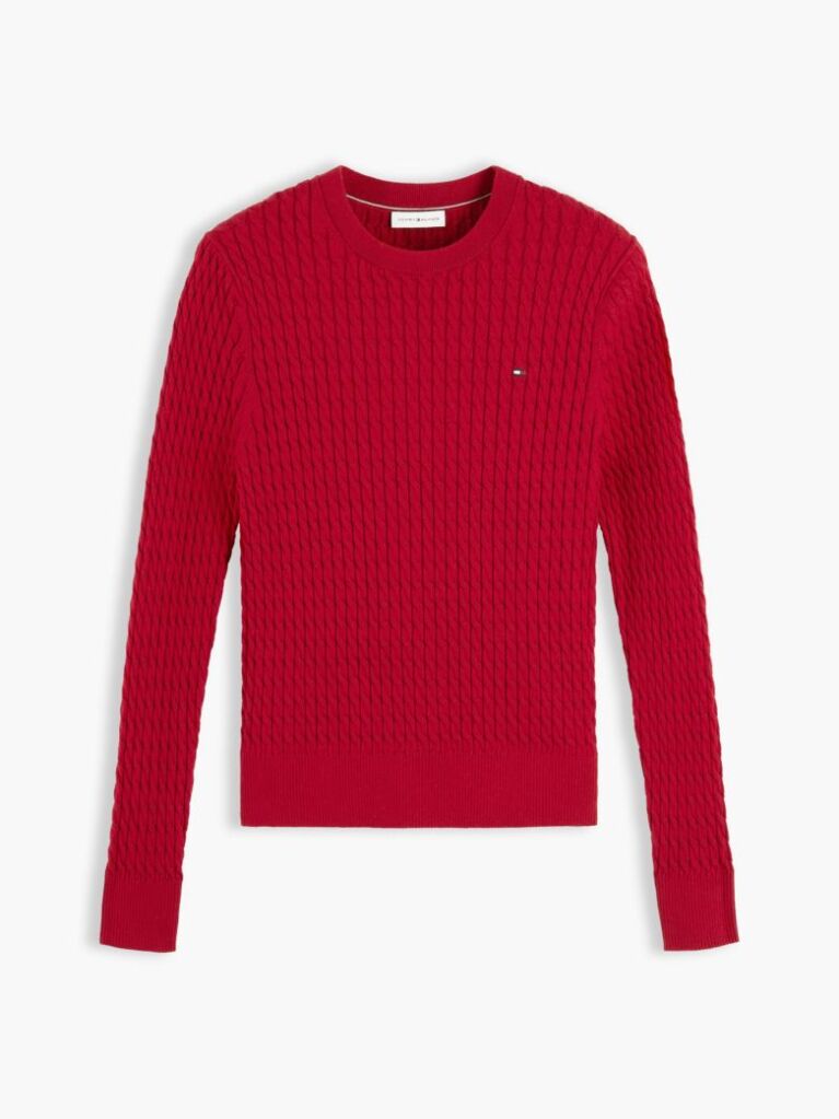 Red Fine Cable Knit Jumper  Women