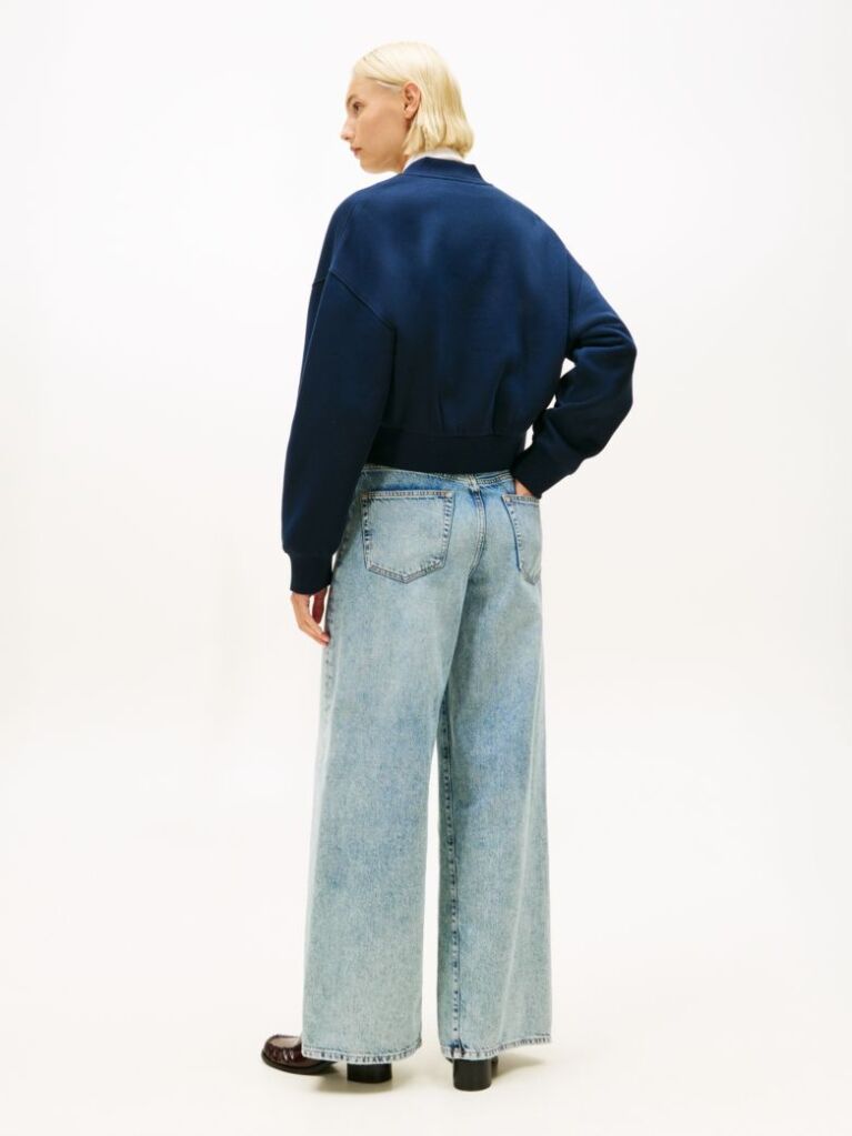 Μπλε Άνετο Flex Fleece Bomber Ζακέτα Με Λογότυπο  Γυναίκες