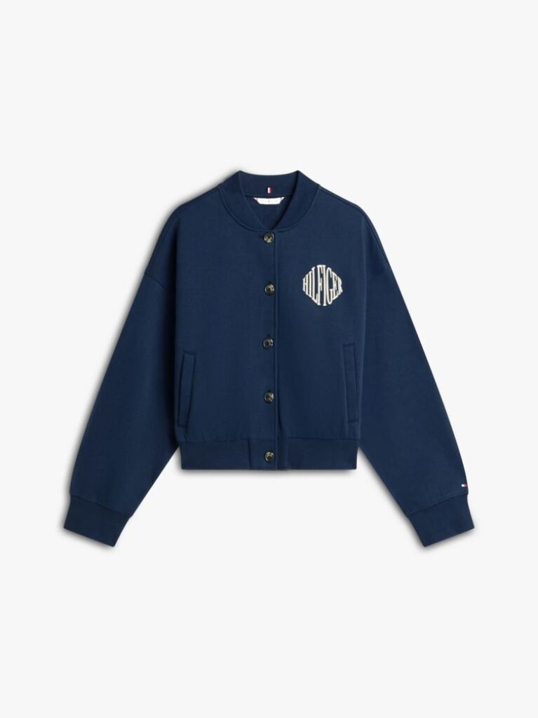 Μπλε Άνετο Flex Fleece Bomber Ζακέτα Με Λογότυπο  Γυναίκες