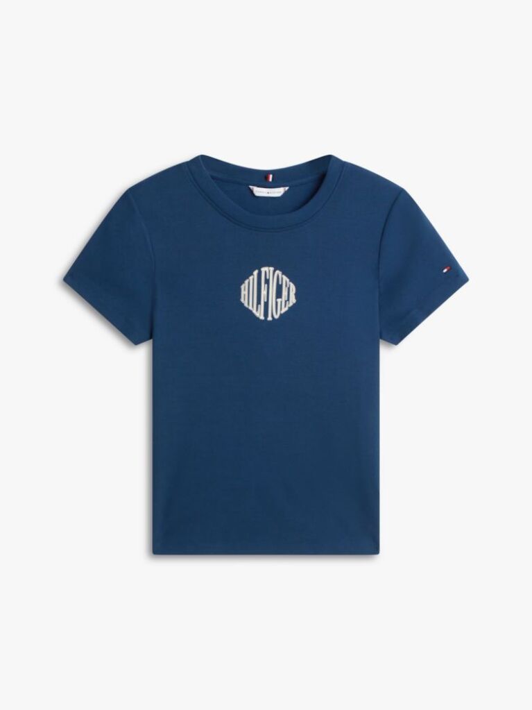 Μπλε T-Shirt Με Λογότυπο Και Στρογγυλή Λαιμόκοψη  Γυναίκες
