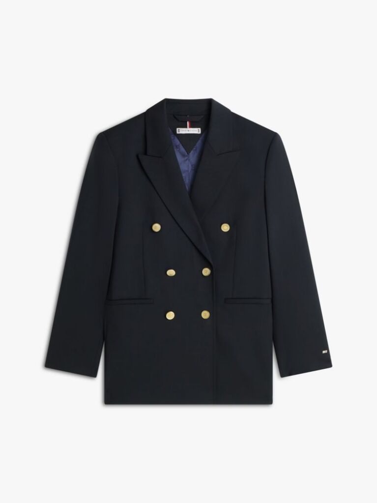 Μπλε Άνετο Blazer Με Διπλή Σειρά Κουμπιών Από Μάλλινο Μείγμα  Γυναίκες