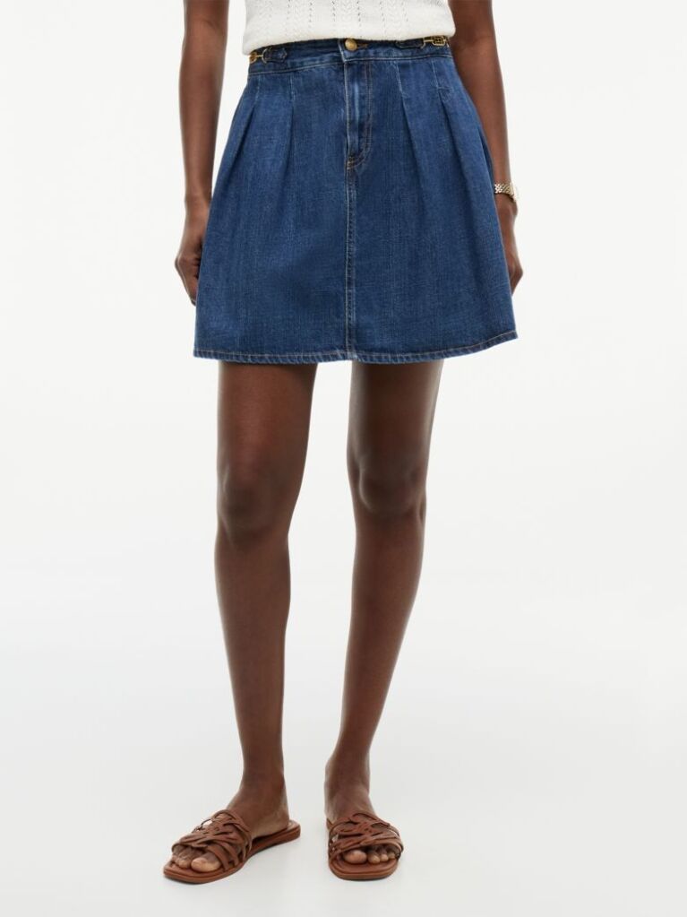 Μπλε Denim Φούστα Midi Με Πιέτες  Γυναίκες