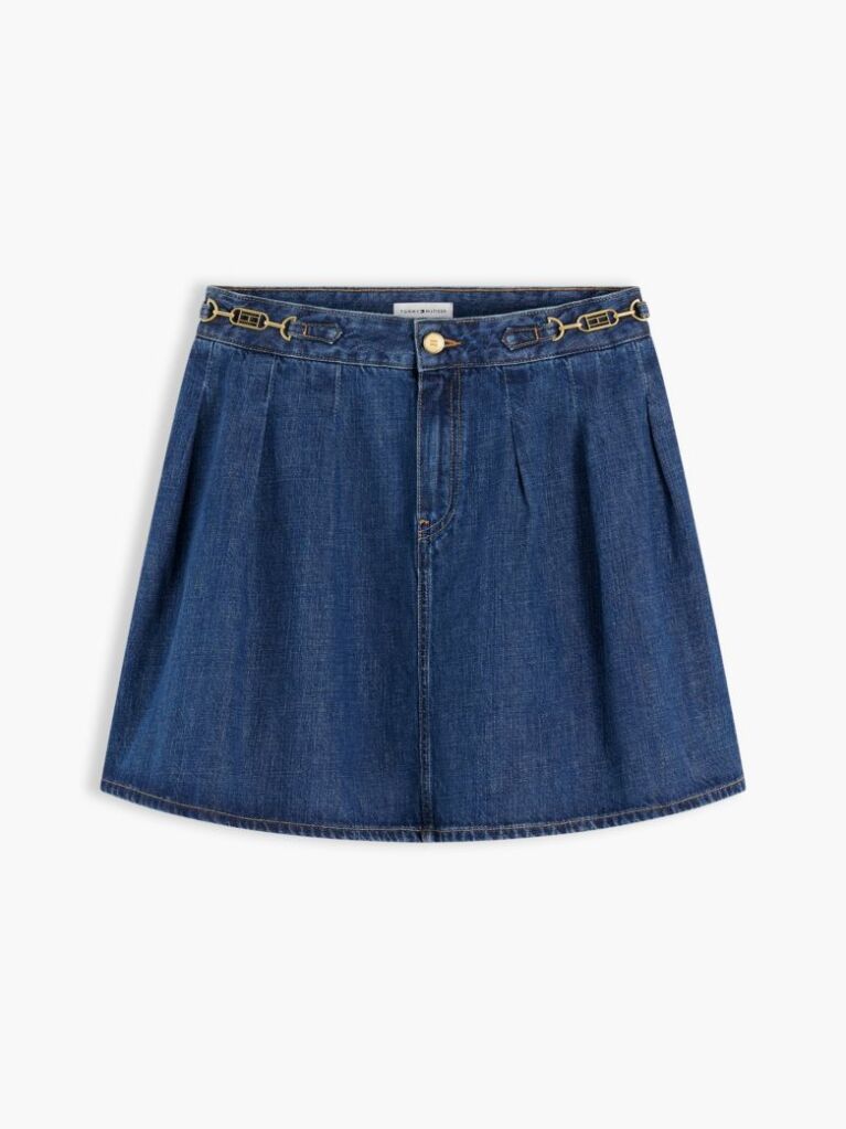 Μπλε Denim Φούστα Midi Με Πιέτες  Γυναίκες