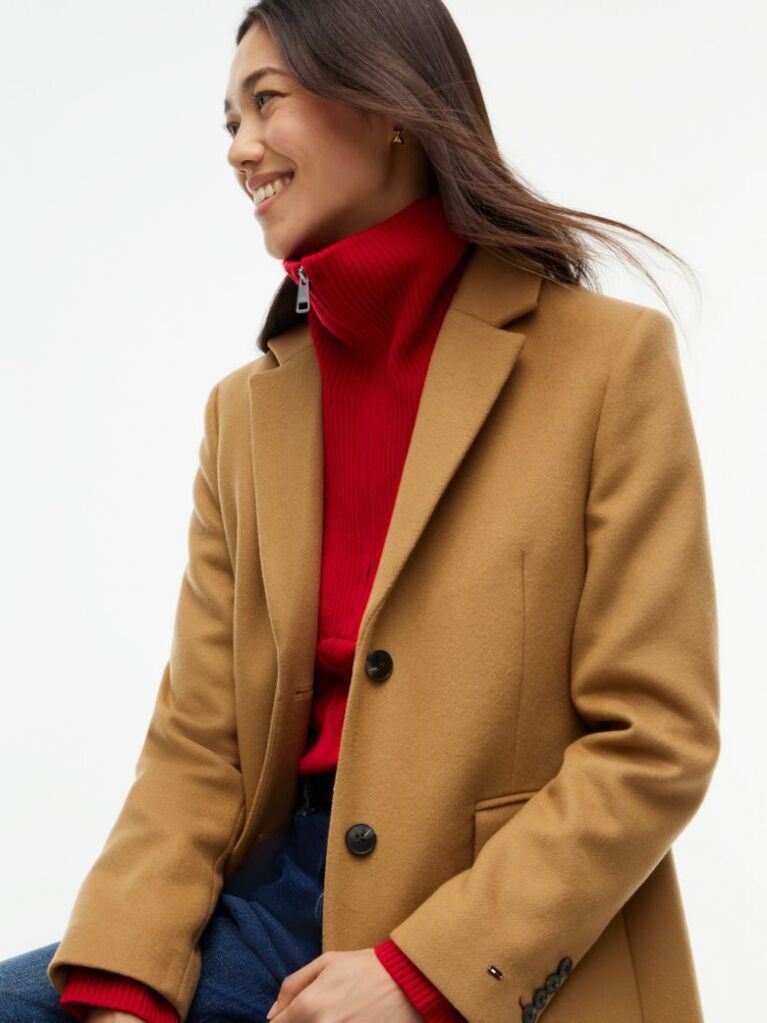 Brown Manteco Wool Blend Slim Single Breasted Coat  Women