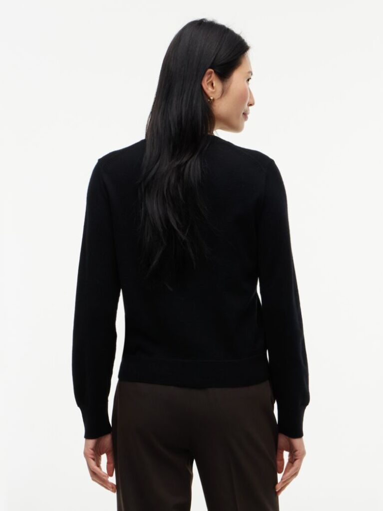 Black Pure Wool Gold-Tone Button Cardigan  Women