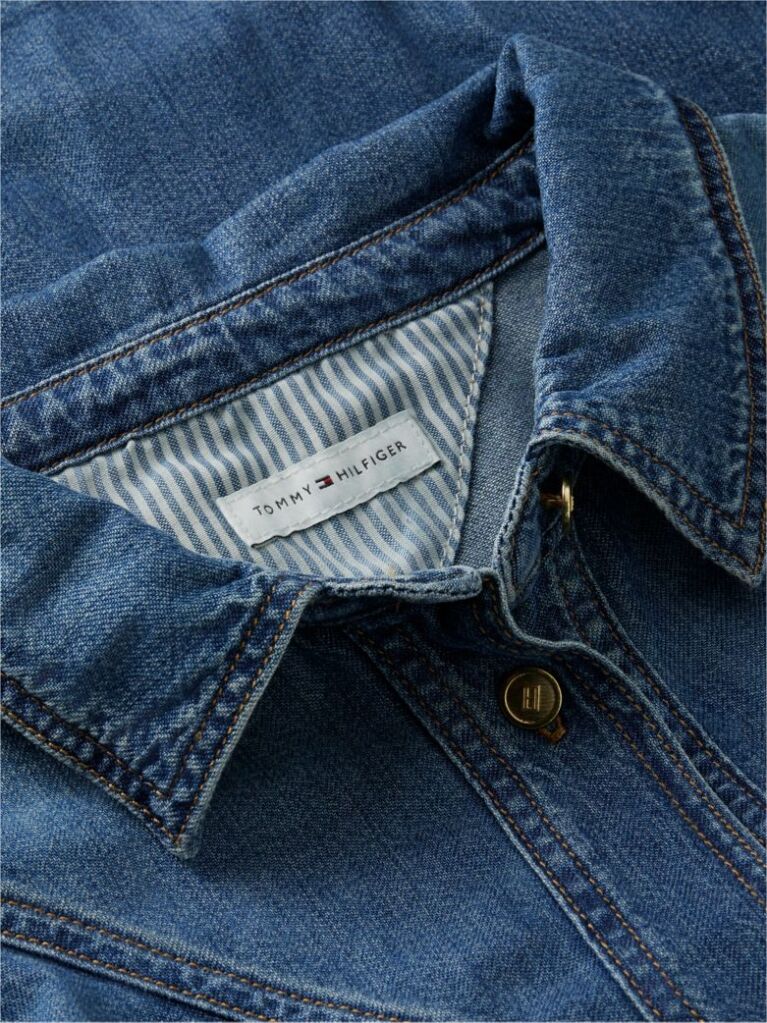 Blue Regular Fit Ruffle Denim Shirt  Women