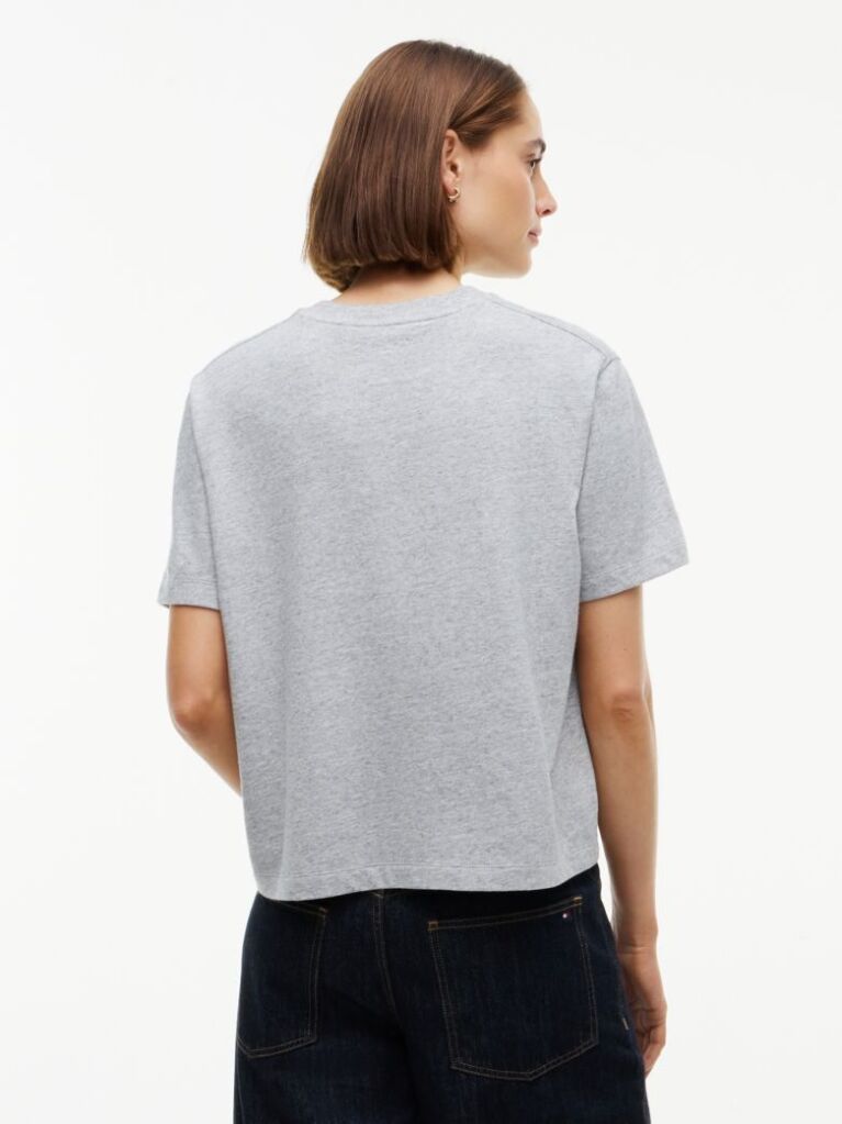 Γκρι Άνετο Βαμβακερό T-Shirt Με Λογότυπο  Γυναίκες