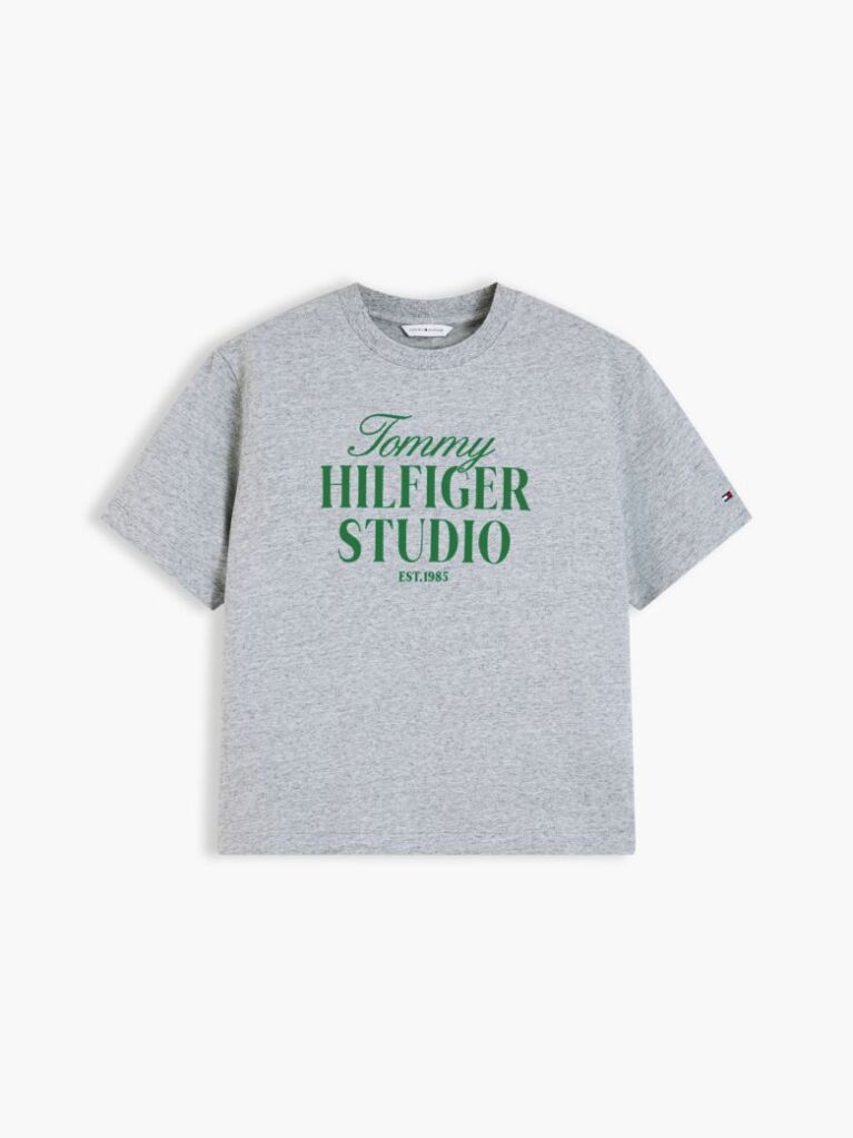 Γκρι Άνετο Βαμβακερό T-Shirt Με Λογότυπο  Γυναίκες