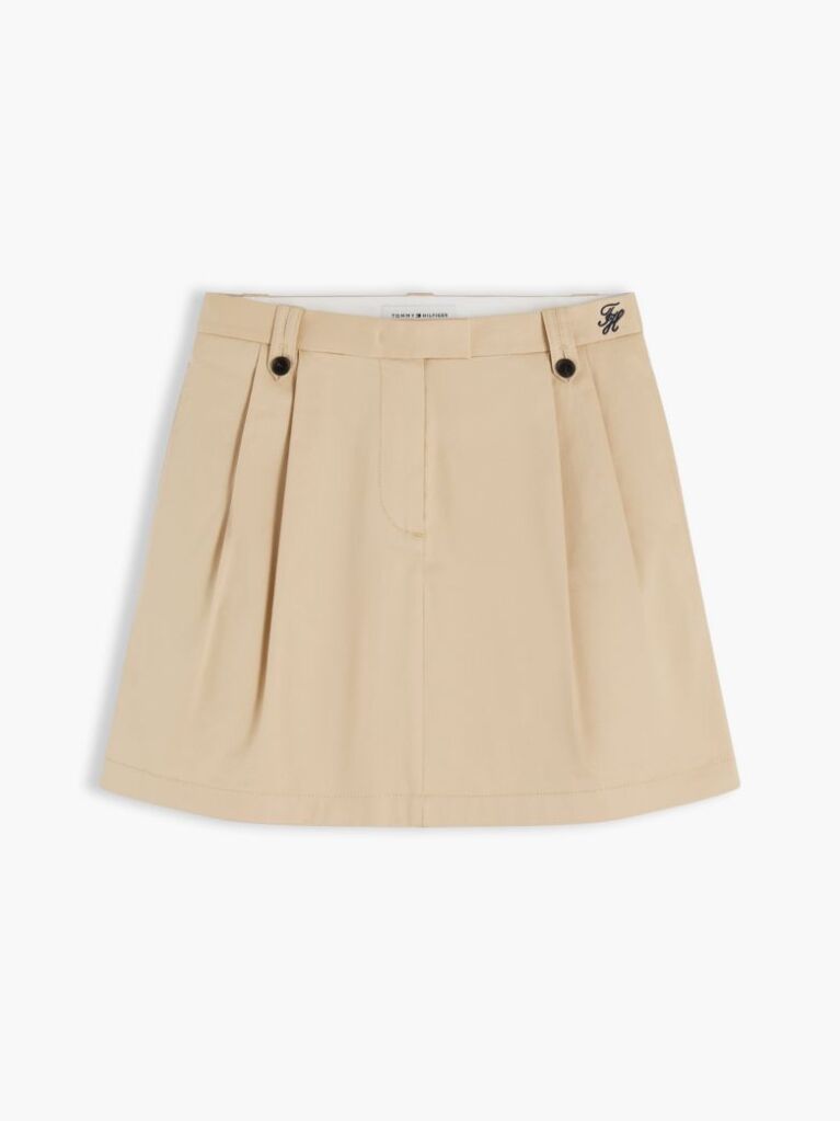 Μπεζ Mini Φούστα Chino Με Πιέτες  Γυναίκες