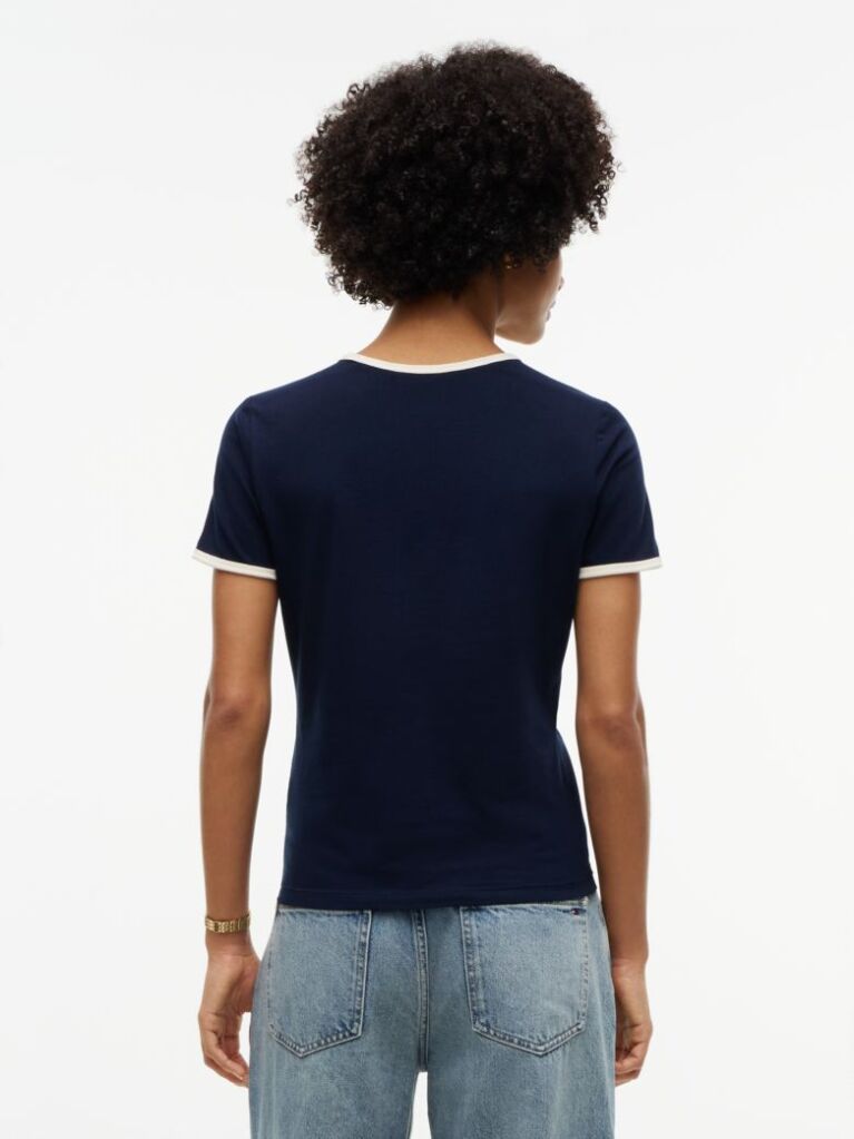 Μπλε Slim T-Shirt Με Varsity Λογότυπο  Γυναίκες