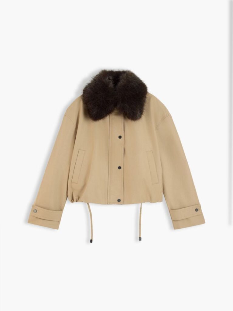 Brown Faux Fur Collar Oversized Bomber Jacket  Women