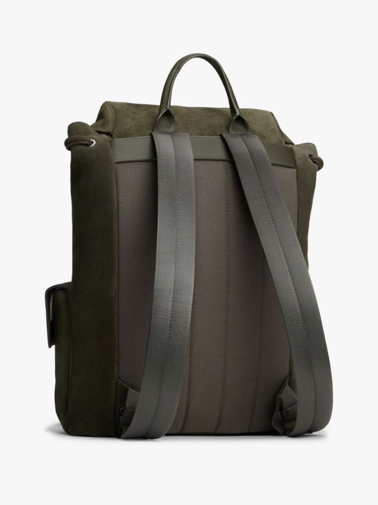 Green Soft Suede Logo Flap Backpack  Men