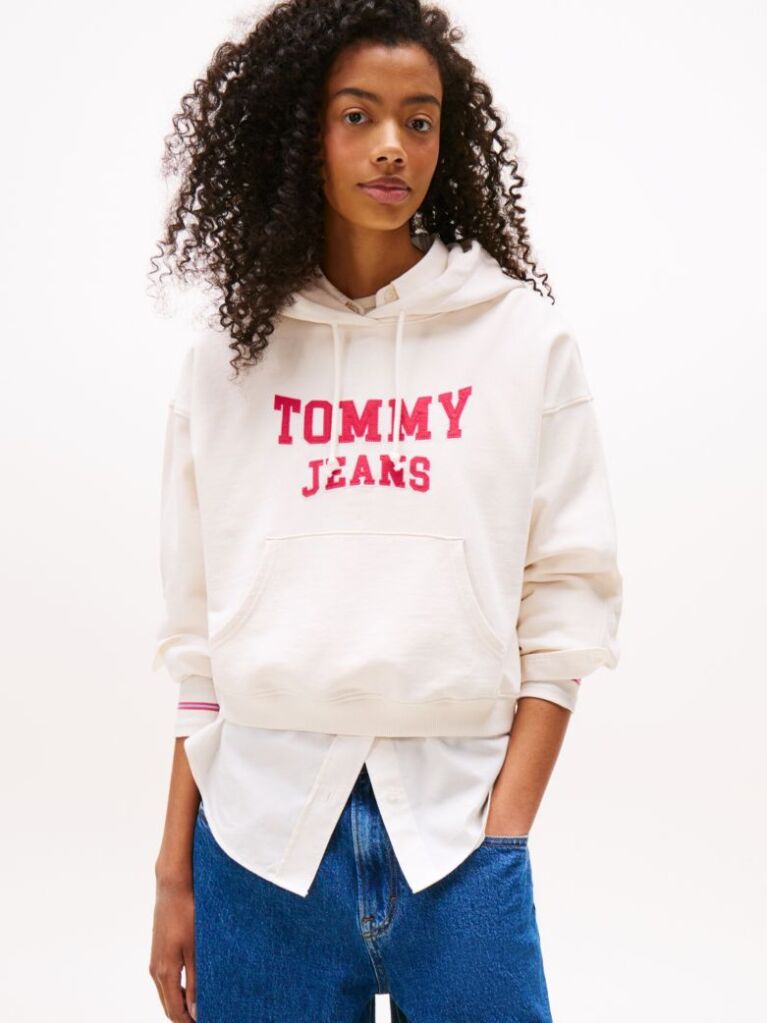 Άσπρο Varsity Hoody Σε Boxy Γραμμή Με Appliqué Λογότυπο  Γυναίκες