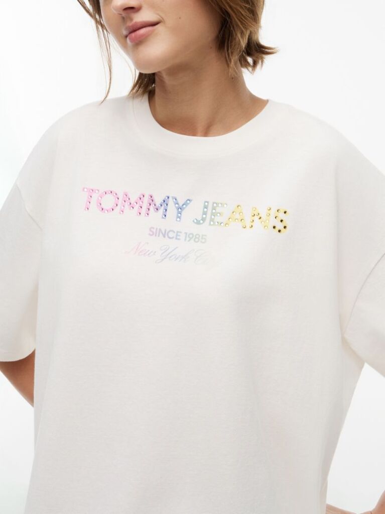 Άσπρο Oversized Βαμβακερό T-Shirt Με Ξεθωριασμένο Φινίρισμα  Γυναίκες