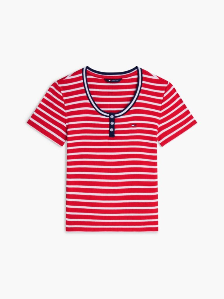 Multi Henley T-Shirt Σε Στενή Γραμμή  Γυναίκες
