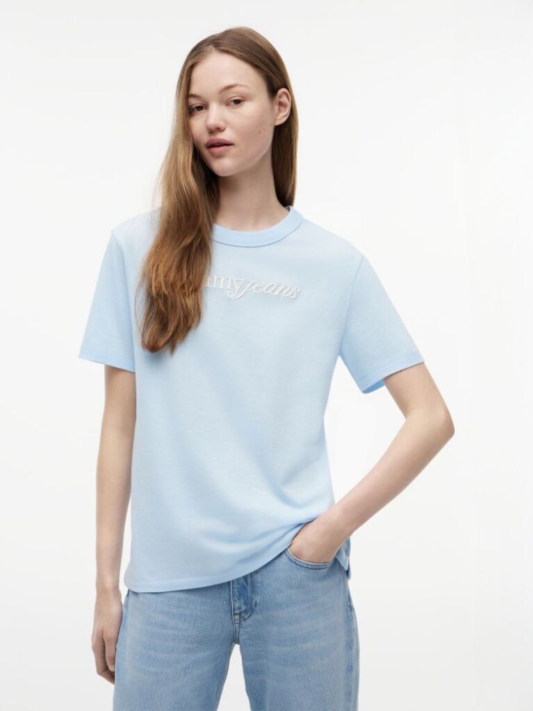 Μπλε Άνετο Βαμβακερό T-Shirt  Γυναίκες