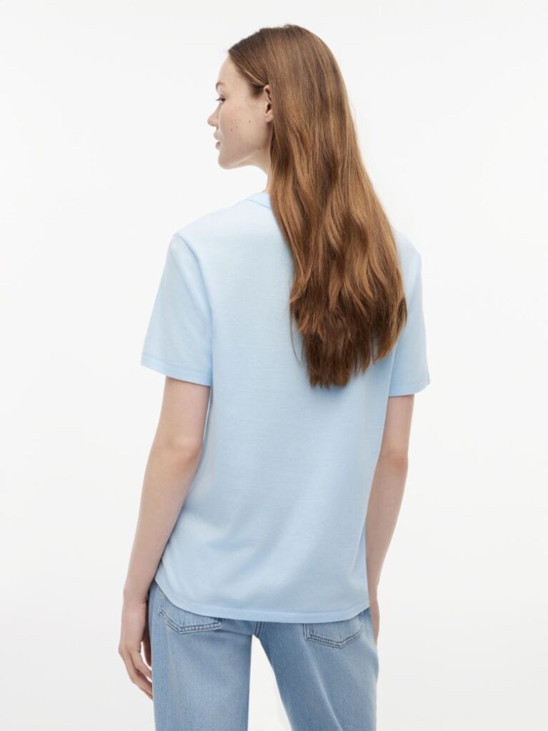 Μπλε Άνετο Βαμβακερό T-Shirt  Γυναίκες