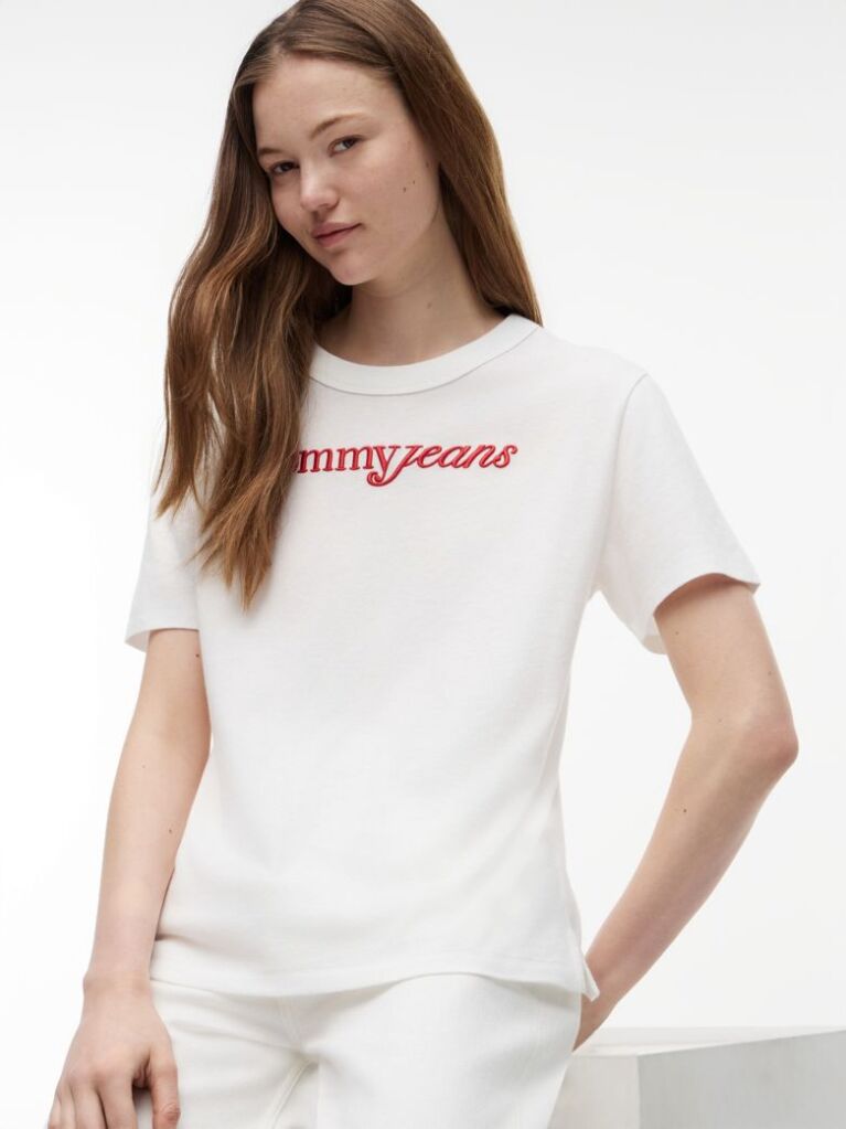 Άσπρο Άνετο Βαμβακερό T-Shirt  Γυναίκες