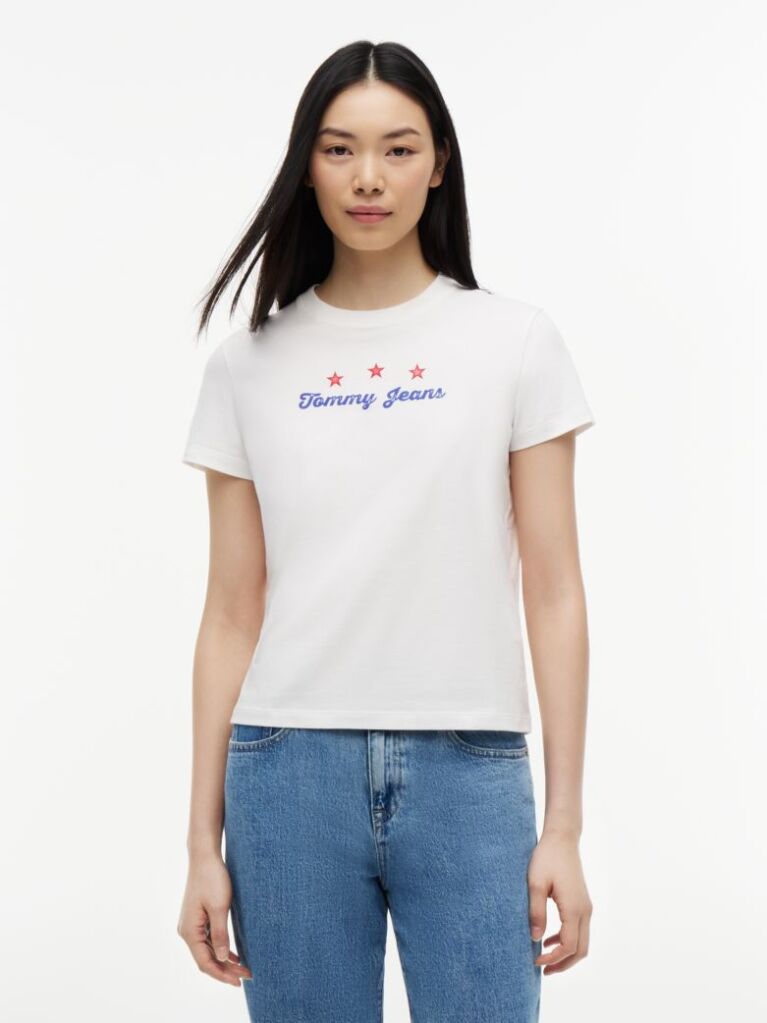 Άσπρο T-Shirt Με Στρογγυλή Λαιμόκοψη Και Μοτίβο Στην Πλάτη  Γυναίκες
