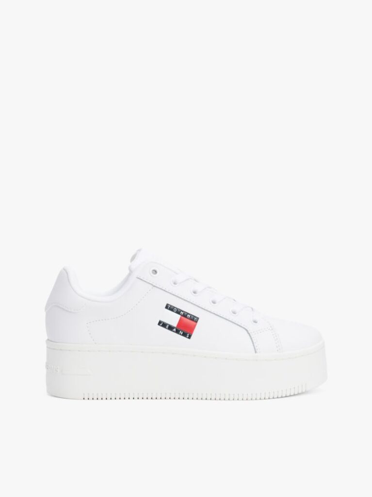 Άσπρο Essential Δερμάτινα Sneakers Με Σόλα Flatform  Γυναίκες