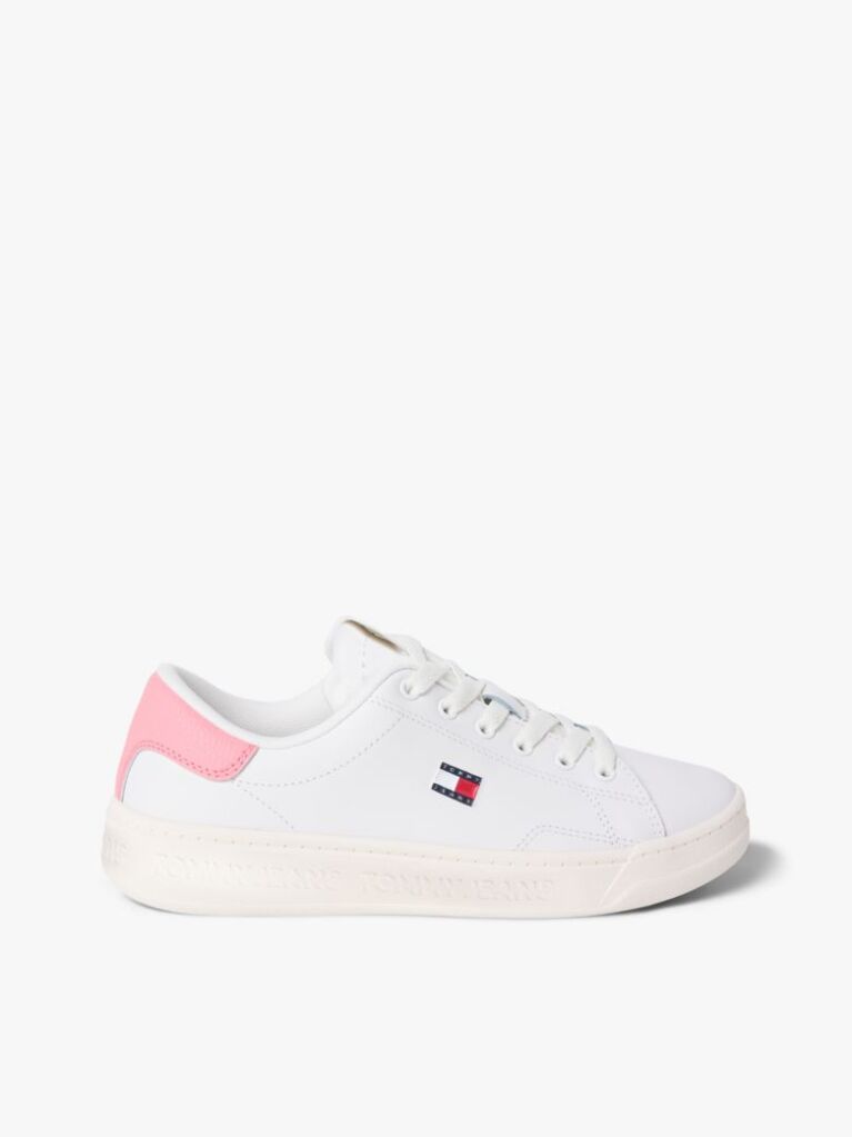 Άσπρο Δερμάτινα Sneakers Με Ανάγλυφο Λογότυπο  Γυναίκες