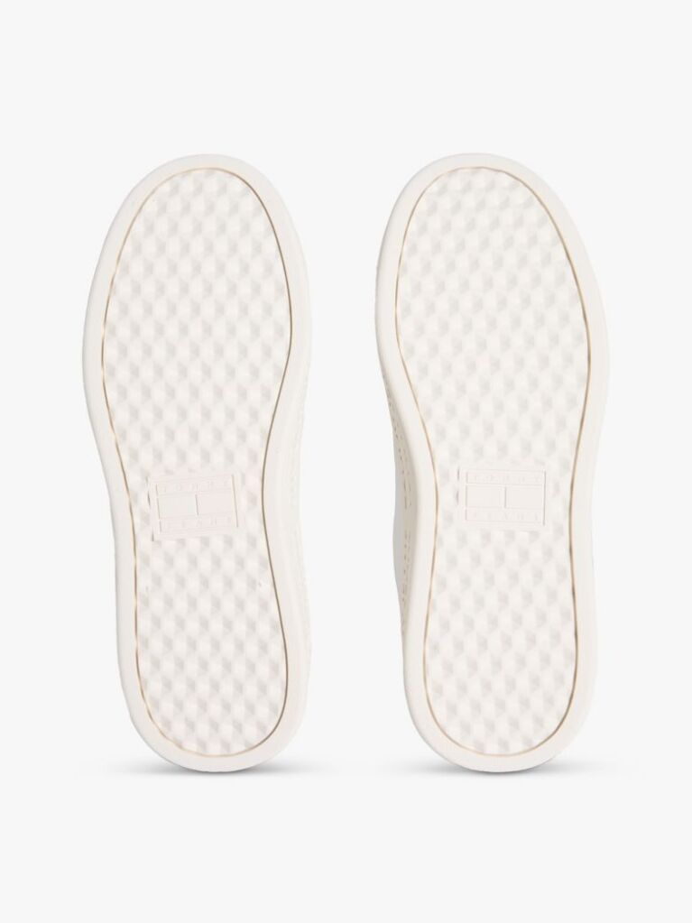 Άσπρο Δερμάτινα Sneakers Με Ανάγλυφο Λογότυπο  Γυναίκες