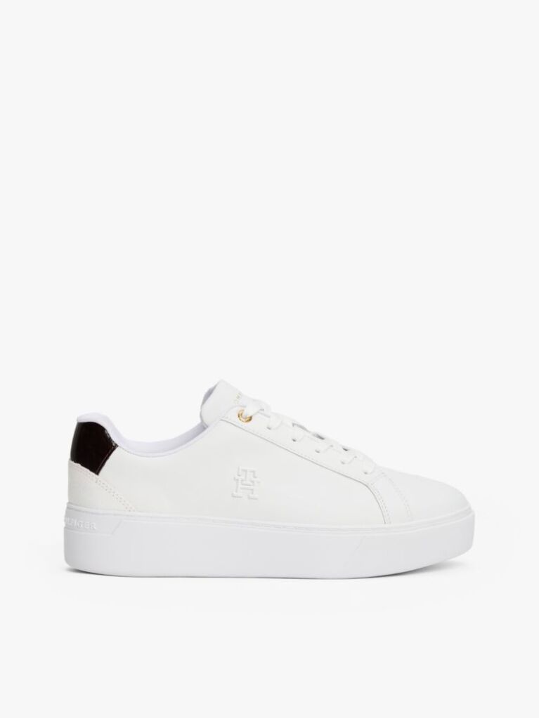 Άσπρο Δερμάτινα Sneakers Με Πάτο Flatform  Γυναίκες