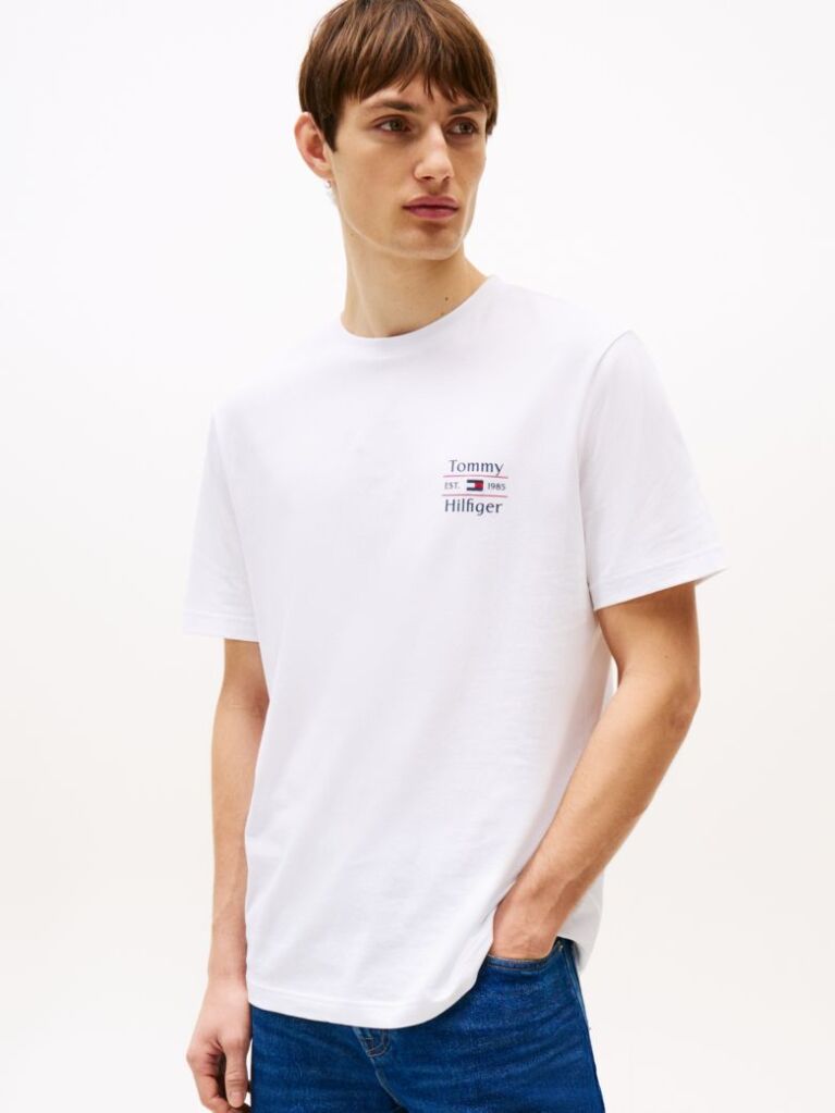 Άσπρο T-Shirt Με Λογότυπο Και Κανονική Λαιμόκοψη  Άνδρες