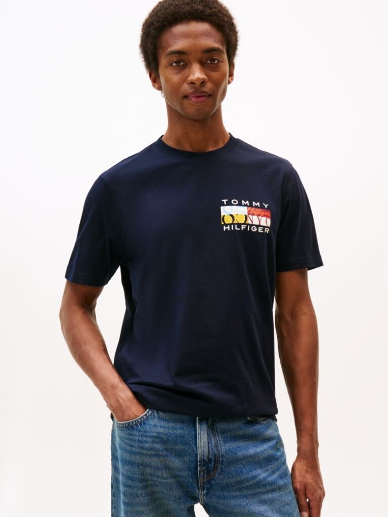 Μπλε Jersey T-Shirt Με Κλασική Λαιμόκοψη Και Λογότυπο  Άνδρες