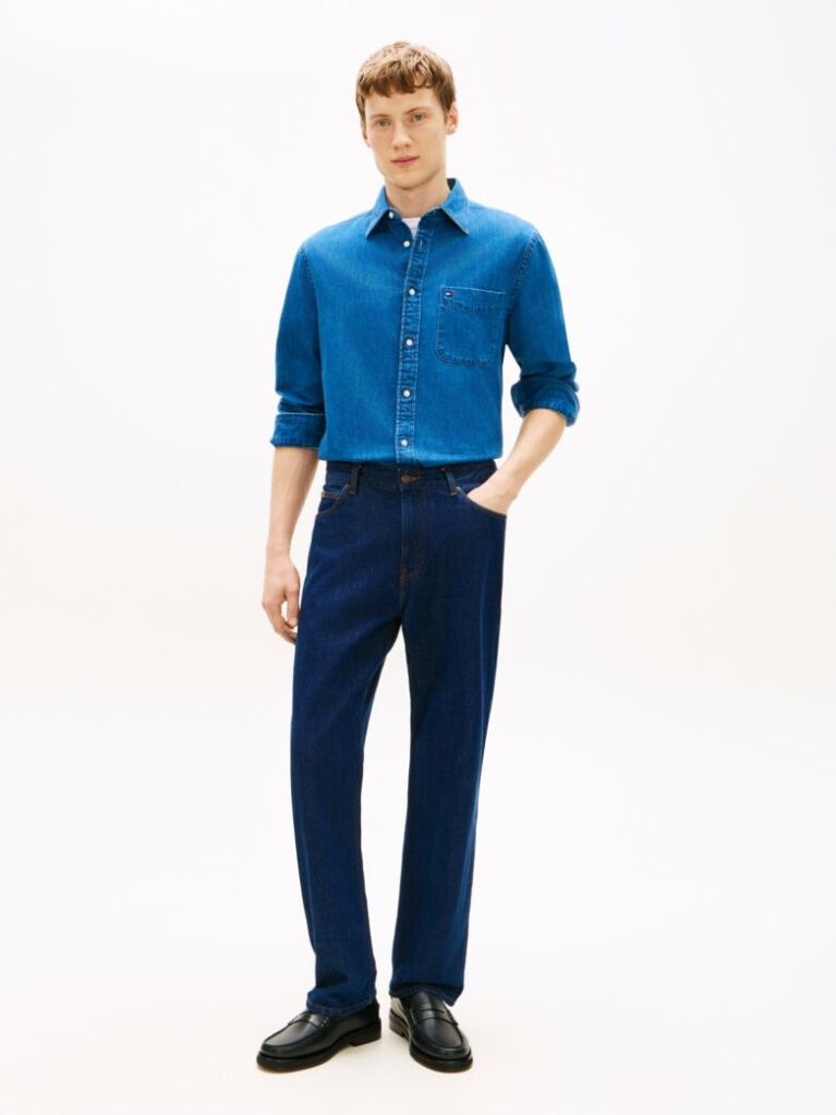 Blue Relaxed Straight Leg Jeans  Men