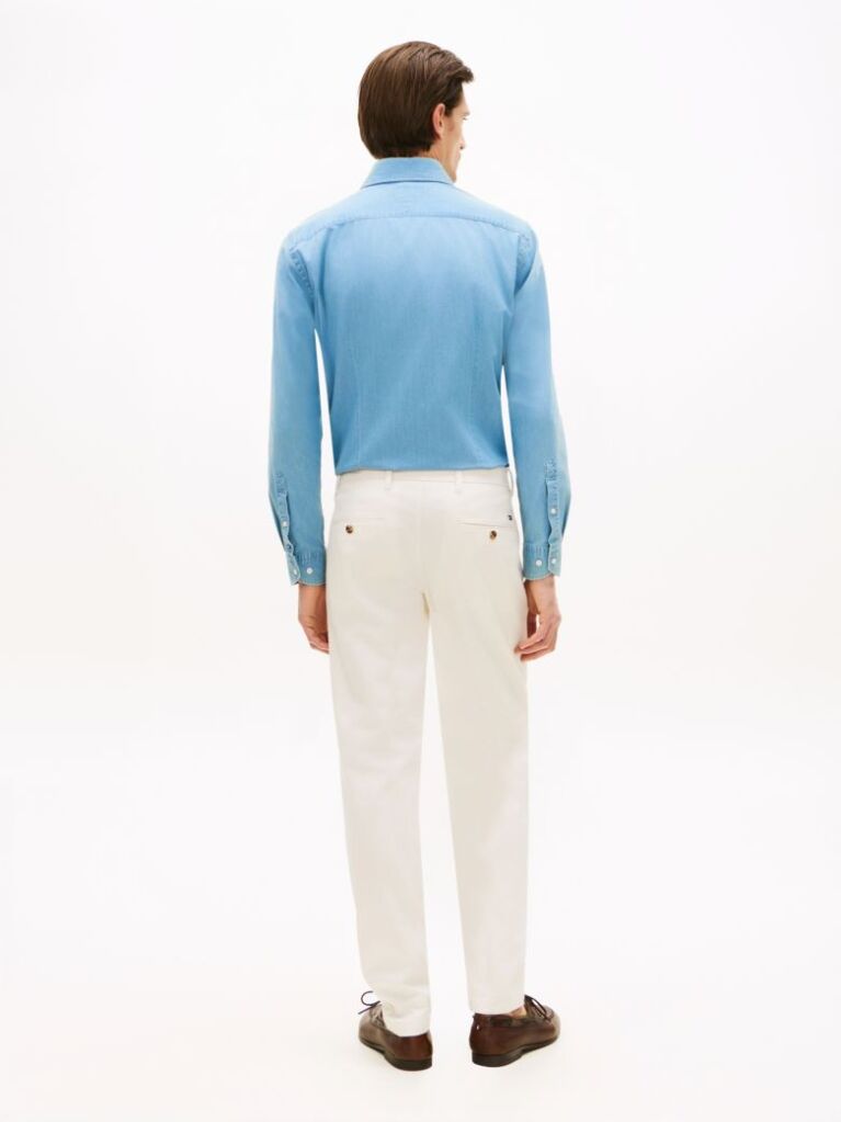 Beige Bleecker Textured Print Slim Trousers  Men