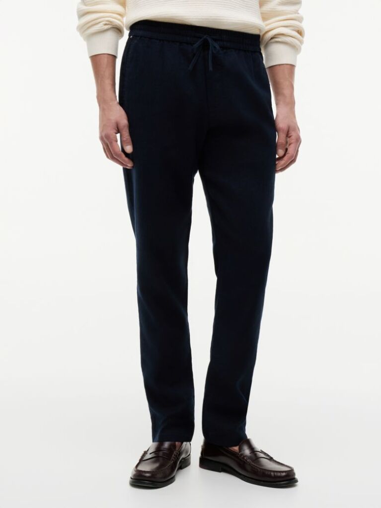 Μπλε Harlem Παντελόνι Chinos Λινό Σε Tapered Γραμμή  Άνδρες