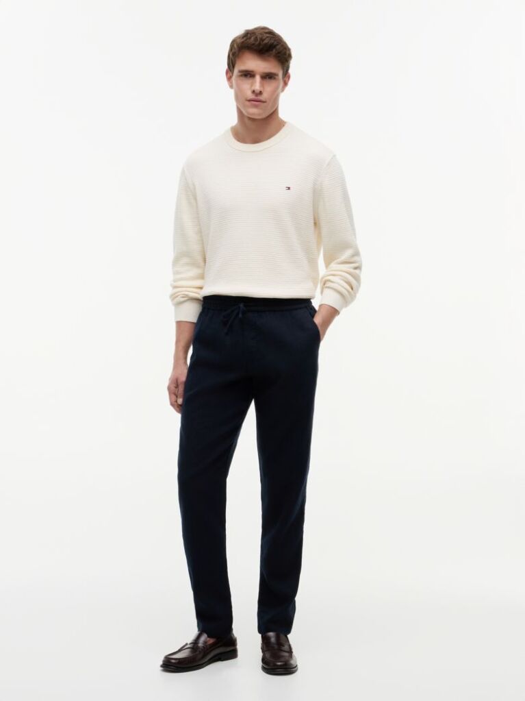 Μπλε Harlem Παντελόνι Chinos Λινό Σε Tapered Γραμμή  Άνδρες