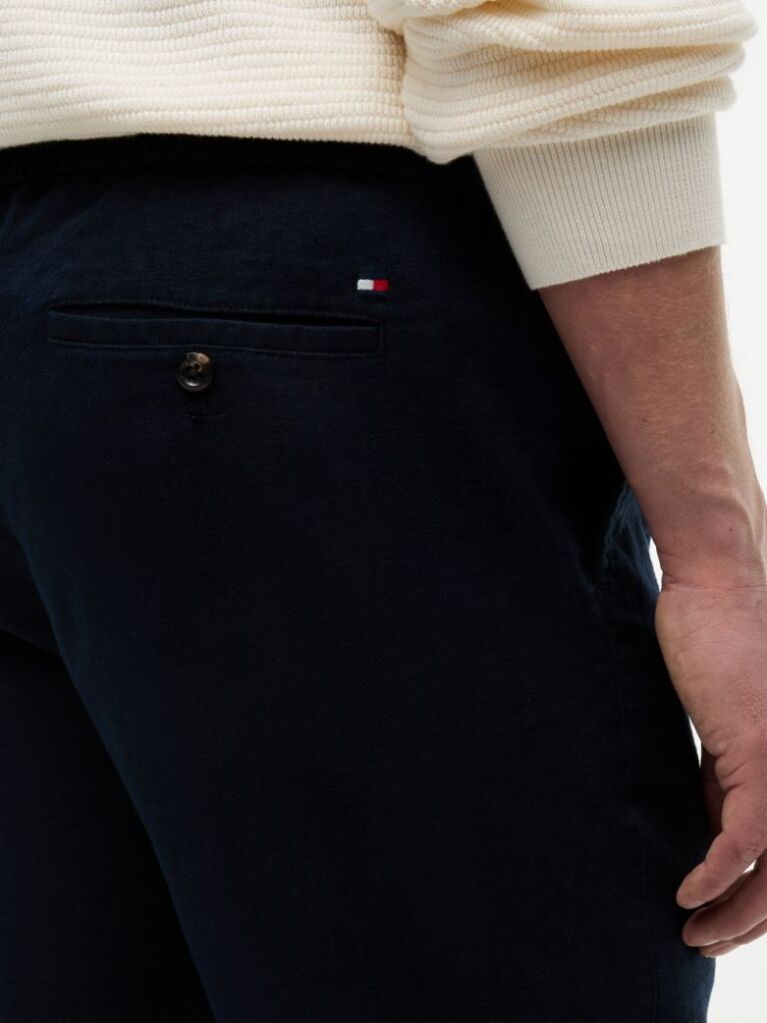 Μπλε Harlem Παντελόνι Chinos Λινό Σε Tapered Γραμμή  Άνδρες