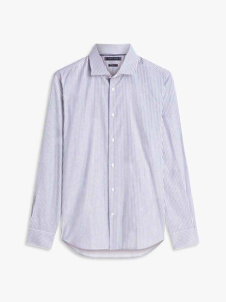 Μπλε Smart Casual Ριγέ Πουκάμισο Slim Με Τεχνολογία TH Flex  Άνδρες