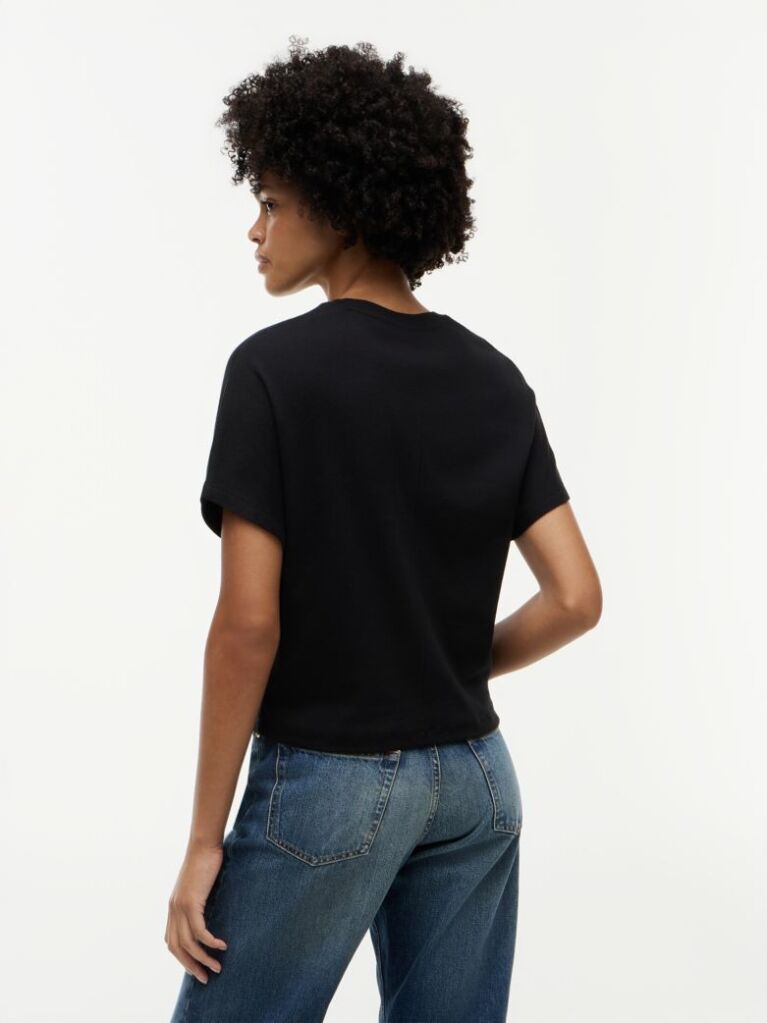 Μαύρο T-Shirt Με Κλασική Λαιμόκοψη Και Μανίκι Batwing  Γυναίκες
