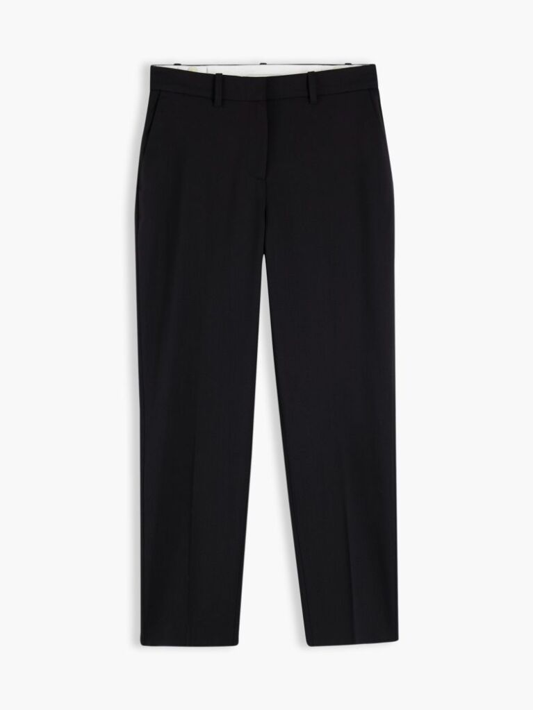 Black Wool Blend Slim Straight Leg Trousers  Women