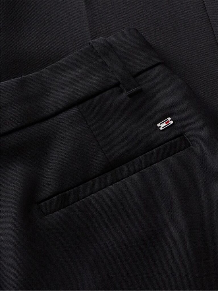 Black Wool Blend Slim Straight Leg Trousers  Women