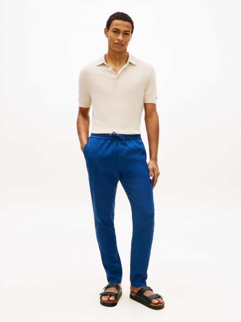 Μπλε Harlem Παντελόνι Chinos Λινό Σε Tapered Γραμμή  Άνδρες